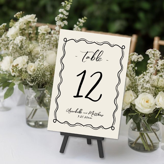 Hand Drawn Vintage Whimsical Wedding Tischnummer (Hand Drawn Vintage Whimsical Wedding Table Number )