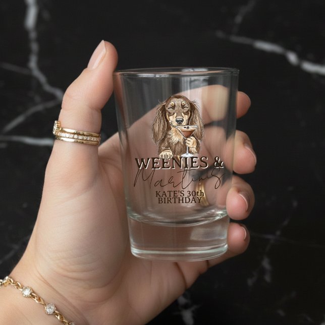 Hand Drawn Weenies and Martinis Dachshund Schnapsglas (Hand Drawn Weenies and Martinis Dachshund Shot Glass
)