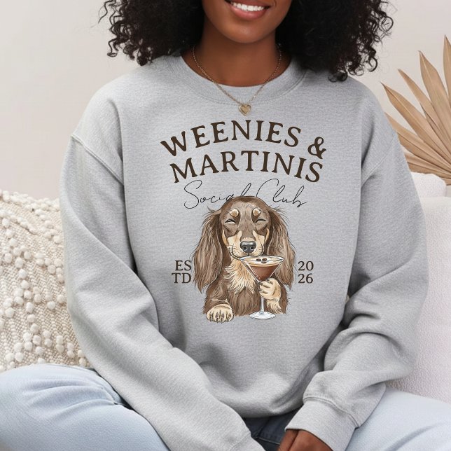 Hand Drawn Weenies and Martinis Dachshund Sweatshirt (Hand Drawn Weenies and Martinis Dachshund Sweatshirt)