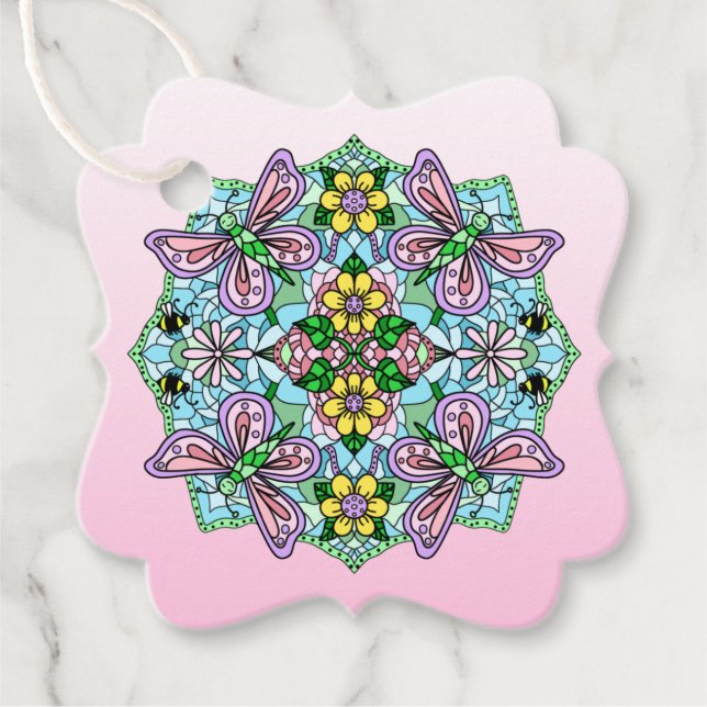 Hand Drawn Whimsical Butterfly Mandala Geschenkanhänger (Vorderseite)