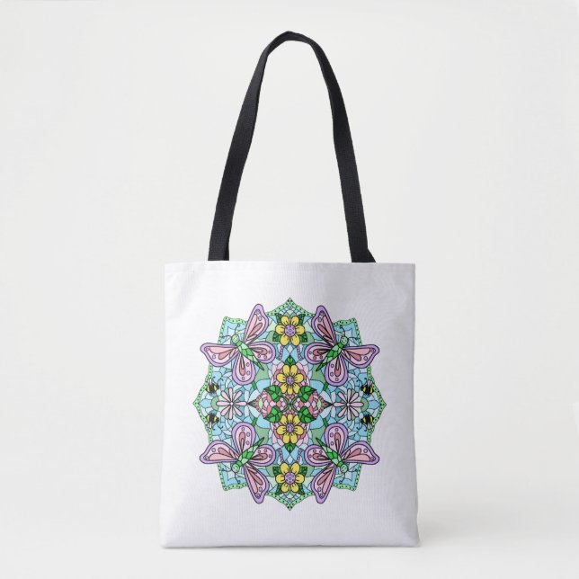 Hand Drawn Whimsical Butterfly Mandala Tasche (Vorderseite)