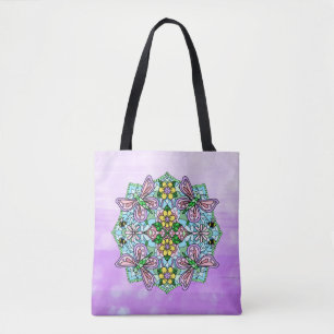Hand Drawn Whimsical Butterfly Mandala Tasche