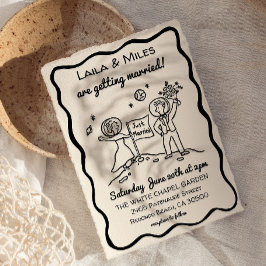 Hand Drawn Whimsical cosmic moon wedding invite Save The Date
