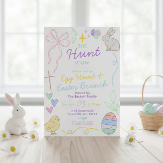 Hand Drawn Whimsical Doodles Easter Party Einladung