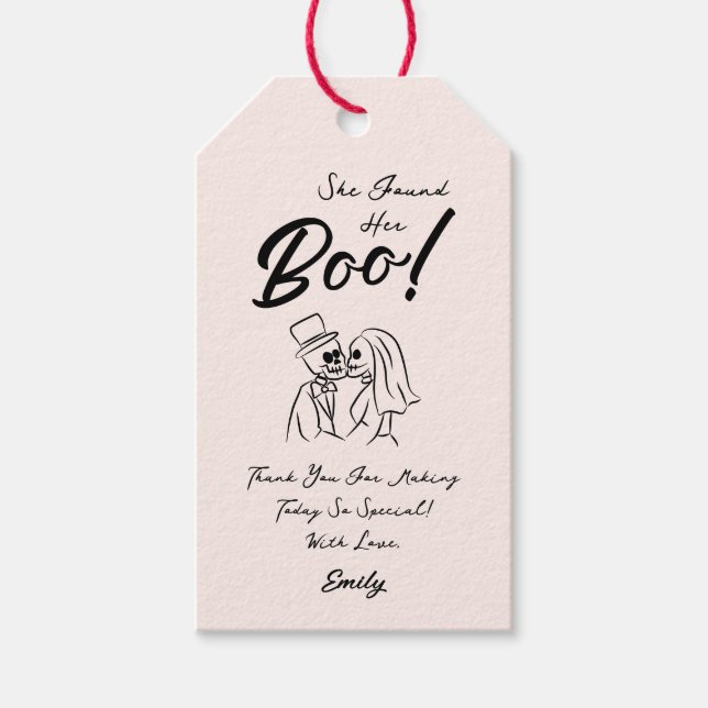 Hand Drawn Whimsical Halloween Hochzeit Geschenkanhänger (Vorderseite)