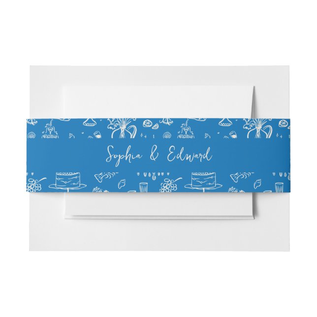 Hand-drawn whimsical line art wedding style einladungsbanderole (Vorderseite Beispiel)