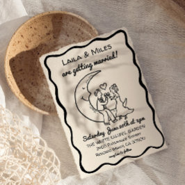 Hand Drawn Whimsical Moon wedding invitation Save The Date