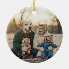 Hand Drawn Winter Berries Wreath Photo Keramik Ornament