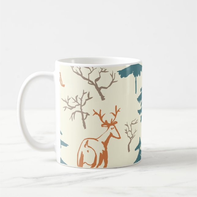 Hand drawn winter seamless pattern with deer and p kaffeetasse (Links)