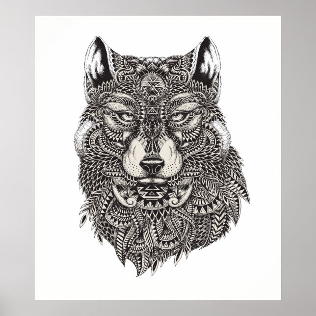 Hand Drawn Wolf Poster (Vorne)