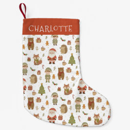Hand Drawn Woodland Animals Christmas Stocking Kleiner Weihnachtsstrumpf