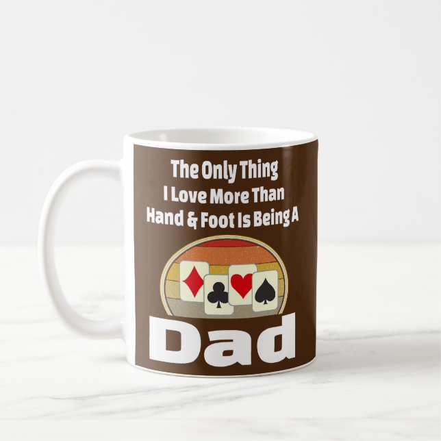 Hand-Fuß-Vater-Kartenspiel-Spieler Vatergewinner Kaffeetasse (Links)