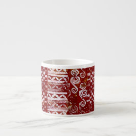 Hand geschnitzte Muster auf roter Leinwand Espressotasse