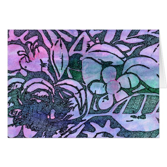 Hand geschnitztes Blätter und Blumen - im rosa Karte
