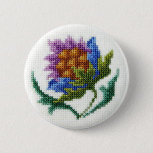 Hand gestickte helle Blume Button