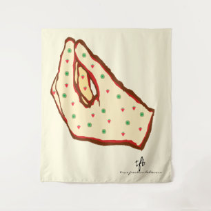 Hand Gesture Strawberry-Kiwi Pizza Wandteppich