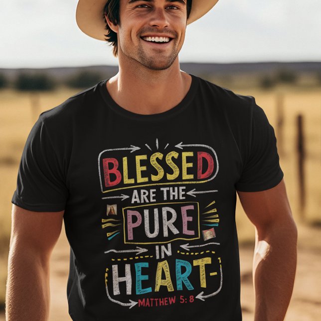Hand Gezeichnet Bibelverse: Gesegnetes reines Herz T-Shirt (Von Creator hochgeladen)