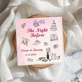 Hand gezeichnet Quirky die Nacht vor der Hochzeit Serviette