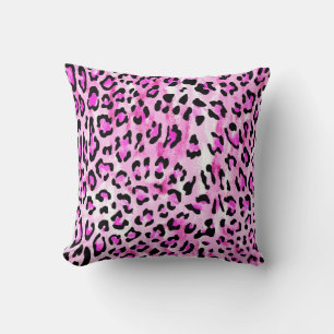 Hand gezeichnet rosa Farbe nahtlose Leopardenmuste Kissen