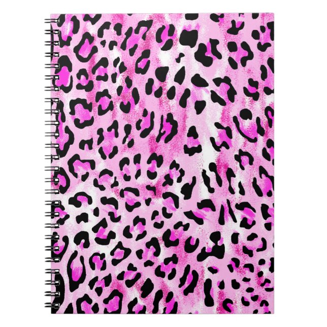 Hand gezeichnet rosa Farbe nahtlose Leopardenmuste Notizblock (Vorderseite)