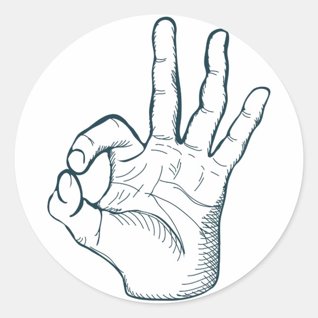 Hand gezeichnet Skizze Vintages Handzeichen Runder Aufkleber (Vorderseite)