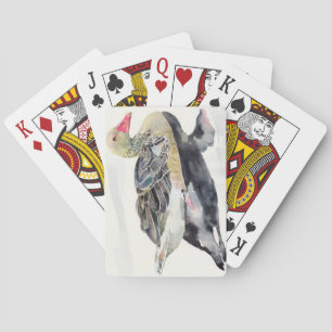 Hand Gezeichnet Wasserfarbenvogel, Ente Spielkarten