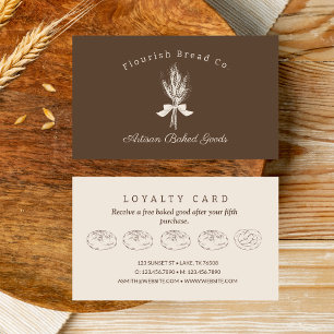 Hand-Gezeichnet Wheat-Bäckerei Brot flache Loyalit Treuekarte