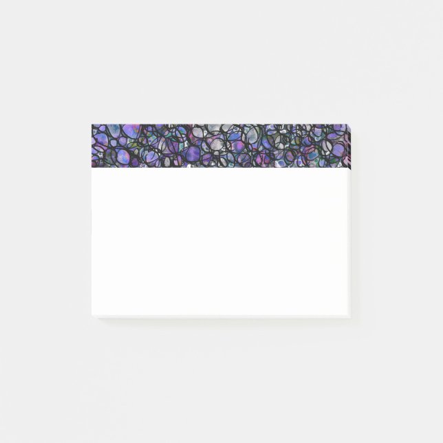 Hand-Gezeichnete abstrakte Kreise, Blau, lila, Post-it Klebezettel (Vorderseite)
