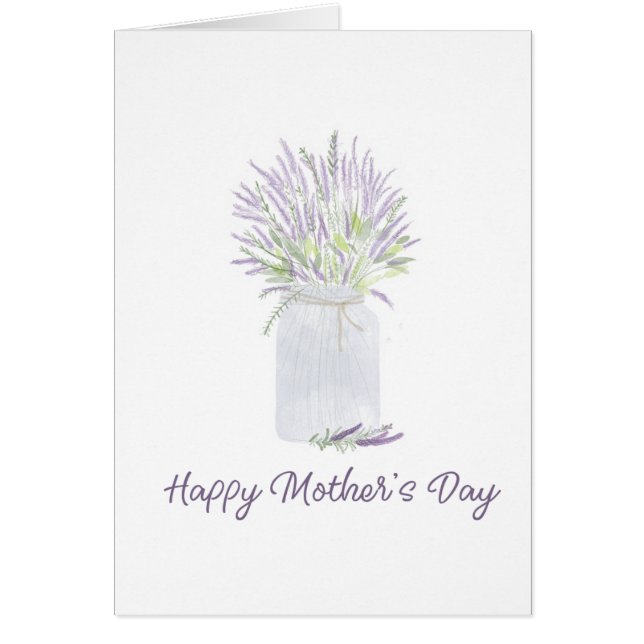 Hand gezeichnete Aquarelllavender Jar Happy Mother (Vorne)
