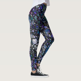 Hand-Gezeichnete blaue, lila u. schwarze Kreise, Leggings