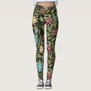 Hand gezeichnete Blumen Leggings