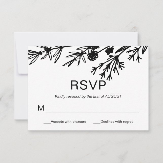 Hand gezeichnete botanische Blätter RSVP-Karte Einladung (Vorderseite)