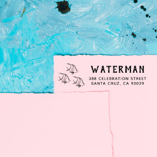 Hand-gezeichnete Familienname-Rücksendeadresse de Permastempel