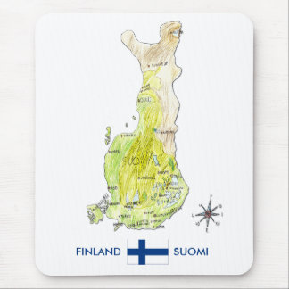 Hand gezeichnete Farbkarte von Finnland Mousepad