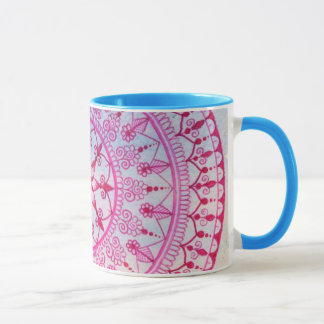 Hand gezeichnete hübsche rosa und blaue tasse