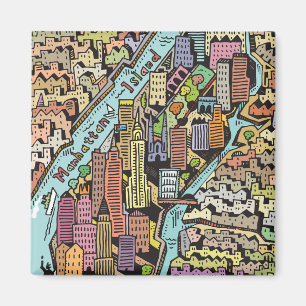 Hand gezeichnete Karte von New York City Magnet