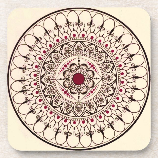 Hand gezeichnete Mandala-Untersetzer Getränkeuntersetzer (Vorderseite)