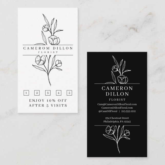 Hand gezeichnete Prämienkarte für Florist Visitenkarte (Vorne/Hinten)