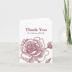 Hand gezeichnete Rose DANKEN IHNEN, Rot zu Dankeskarte
