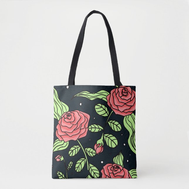 Hand gezeichnete Rote Rosen Tasche (Vorderseite)