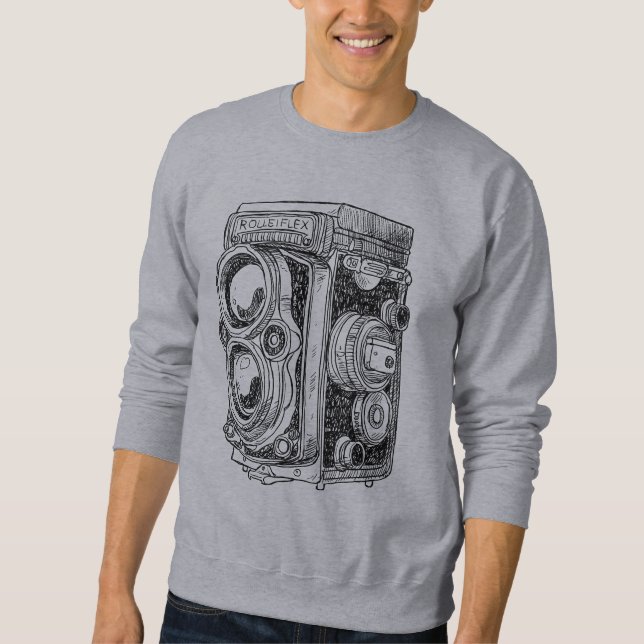 Hand-gezeichnete Vintage Kamera Sweatshirt (Vorderseite)