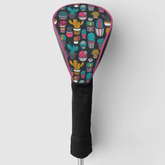 Hand gezeichneter Kaktus im Skizze-Art-Muster Golf Headcover (Vorderseite)