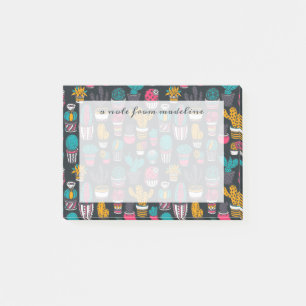 Hand gezeichneter Kaktus im Skizze-Art-Muster Post-it Klebezettel