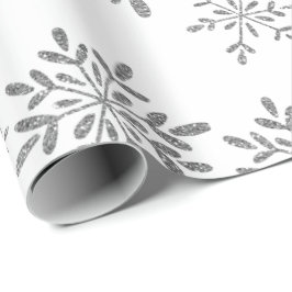 Hand gezeichneter Schneeflocke-silberner Geschenkpapier