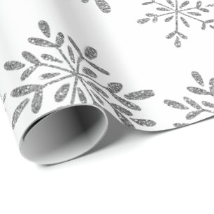 Hand gezeichneter Schneeflocke-silberner Geschenkpapier