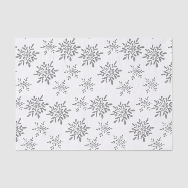 Hand gezeichneter Schneeflocke-silberner Seidenpapier (Vorderseite)