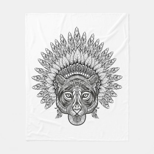 Hand gezeichneter Tiger in der Art Fleecedecke (Vorderseite)