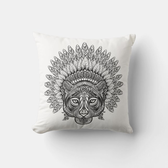 Hand gezeichneter Tiger in der Art Kissen (Vorderseite)