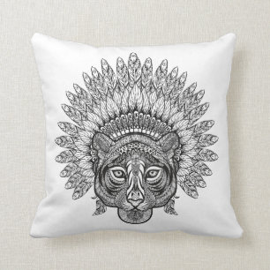 Hand gezeichneter Tiger in der Art Kissen