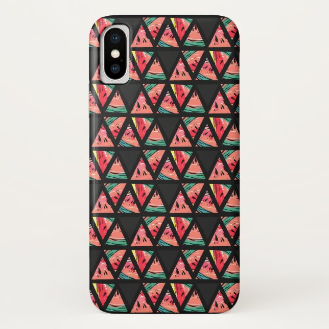 Hand gezeichnetes abstraktes Wassermelone-Muster Case-Mate iPhone Hülle (Rückseite)